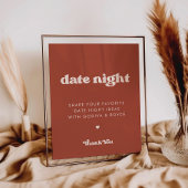 Stijlvolle retro Terracotta Datum nacht ideeën tek Poster