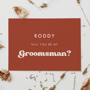 Stijlvolle retro terracotta groomsman-ontwerpkaart kaart