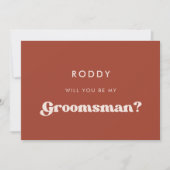 Stijlvolle retro terracotta groomsman-ontwerpkaart kaart (Voorkant)