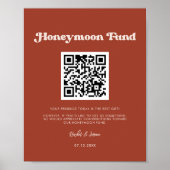 Stijlvolle retro Terracotta Honeymoon fonds QR cod Poster (Voorkant)