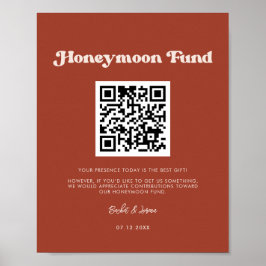 Stijlvolle retro Terracotta Honeymoon fonds QR cod Poster
