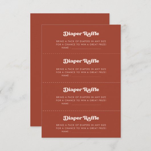 Stijlvolle retro Terracotta Luier Raffle spelkaart Informatiekaartje (Voorkant / Achterkant)