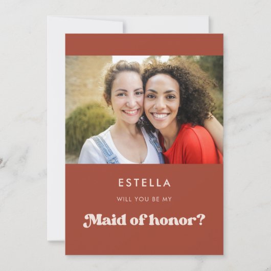 Stijlvolle retro terracotta Maid of Honor proposal Kaart (Voorkant)