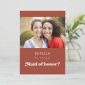 Stijlvolle retro terracotta Maid of Honor proposal Kaart (Staand voorkant)