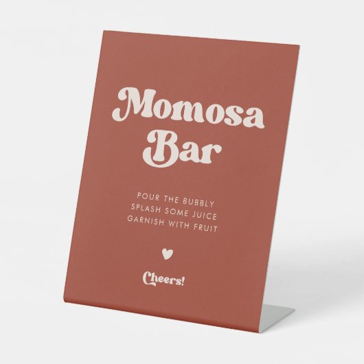 Stijlvolle retro Terracotta Momosa bar Reclamebord Met Voetstuk (Voorkant)