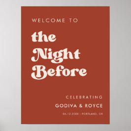 Stijlvolle retro Terracotta Nacht voor Welkom Poster