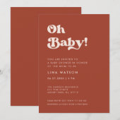 Stijlvolle retro Terracotta Oh Baby Kaart (Voorkant / Achterkant)