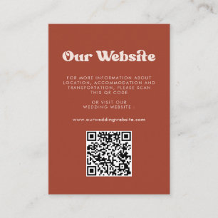 Stijlvolle retro Terracotta QR code bruiloft websi Informatiekaartje