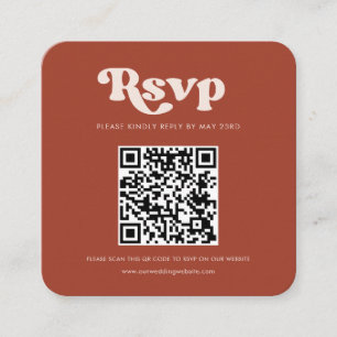 Stijlvolle retro terracotta QR code RSVP respons Informatiekaartje