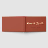 Stijlvolle Retro Terracotta Roos Gold Folie bruilo Gastenboek (Volledig)