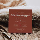 Stijlvolle retro Terracotta Square bruiloft Kaart