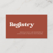 Stijlvolle retro terracotta trouwboekkaart informatiekaartje (Voorkant)