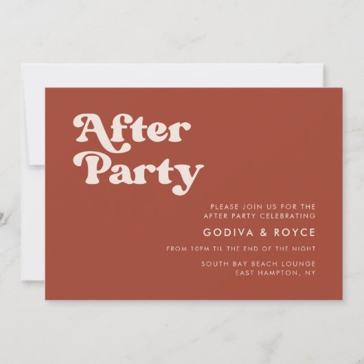 Stijlvolle retro terracotta Wedding After party Kaart (Voorkant)