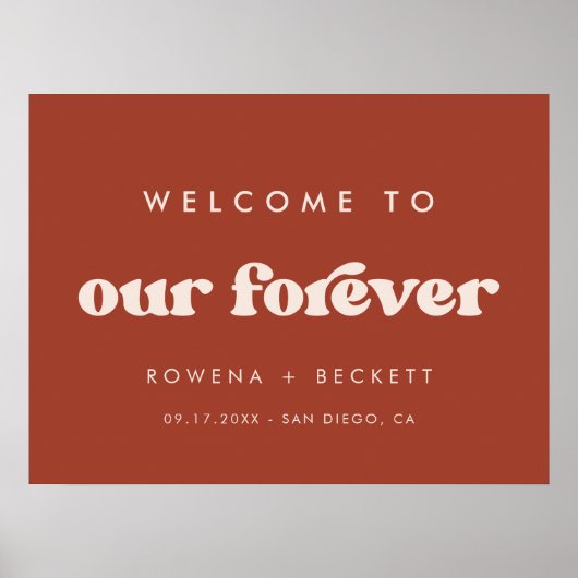 Stijlvolle retro Terracotta Welkom bij onze Foreve Poster (Voorkant)