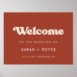 Stijlvolle retro Terracotta Welkom op onze bruilof Poster