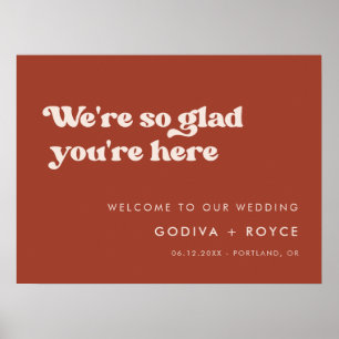 Stijlvolle retro Terracotta Zo blij dat je er bent Poster