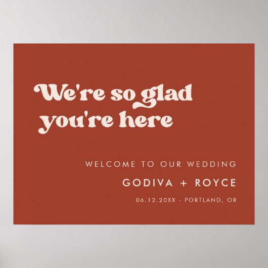 Stijlvolle retro Terracotta Zo blij dat je er bent Poster (Voorkant)