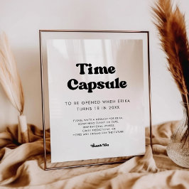 Stijlvolle retro Tijdcapsule 1e Verjaardag teken Poster