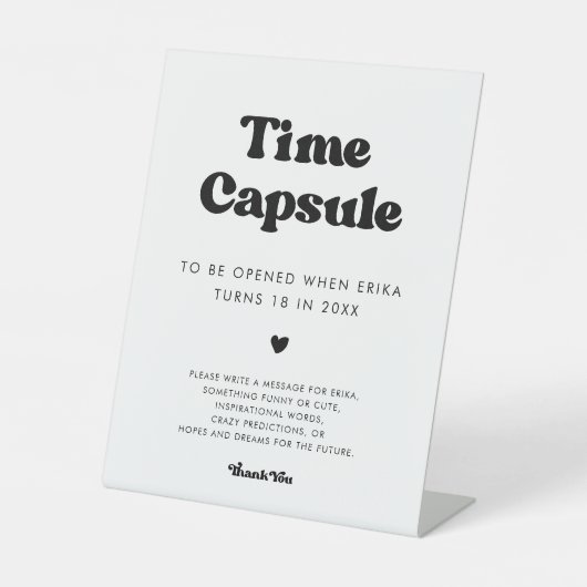 Stijlvolle retro Tijdcapsule 1e Verjaardag teken Reclamebord Met Voetstuk (Voorkant)