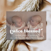 Stijlvolle retro Twice Blessed Twins Geboorte foto Aankondiging
