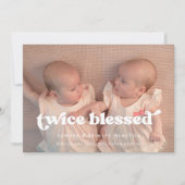 Stijlvolle retro Twice Blessed Twins Geboorte foto Aankondiging (Voorkant)