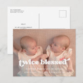 Stijlvolle retro Twice Blessed Twins Geboorte foto Briefkaart (Voorkant / Achterkant)