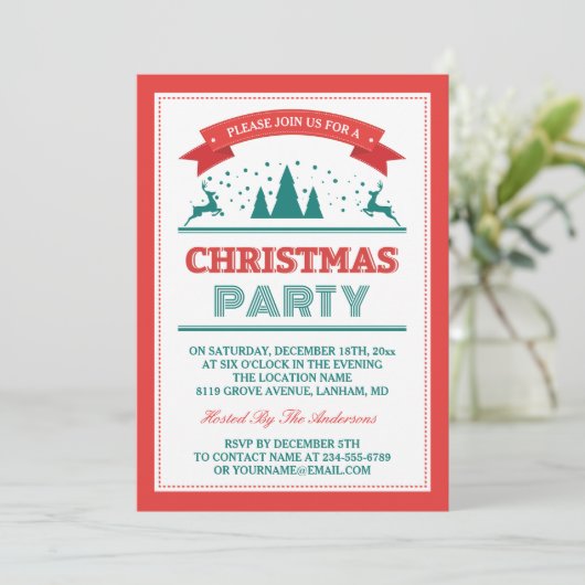 Stijlvolle Retro  Typografie Kerstfeest Kaart (Staand voorkant)