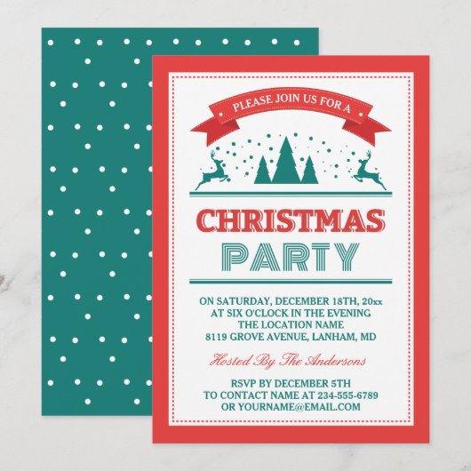 Stijlvolle Retro  Typografie Kerstfeest Kaart (Voorkant / Achterkant)