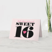 Stijlvolle Retro Typografie Sweet Sixteen Roze Zwa Kaart (Voorkant)