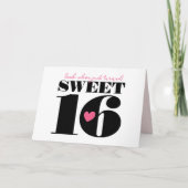 Stijlvolle Retro Typografie Sweet Sixteen Wit Roze Kaart (Voorkant)