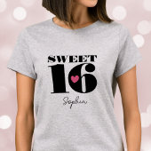 Stijlvolle Retro Typografie Sweet Sixteen Zwart Ro T-shirt