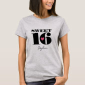 Stijlvolle Retro Typografie Sweet Sixteen Zwart Ro T-shirt (Voorkant)