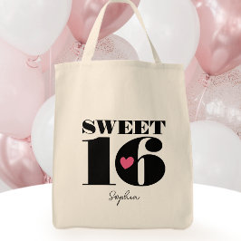 Stijlvolle Retro Typografie Sweet Sixteen Zwart Ro Tote Bag