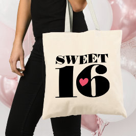 Stijlvolle Retro Typografie Sweet Sixteen Zwart Ro Tote Bag