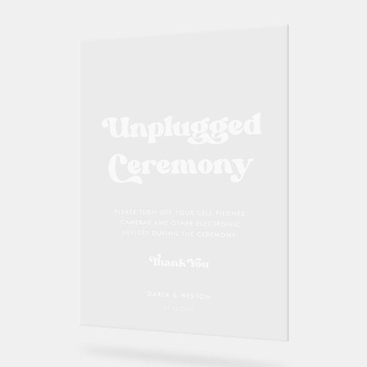 Stijlvolle retro Unplugged ceremonie bruiloft Wiss Acryl Bord (Hoek)