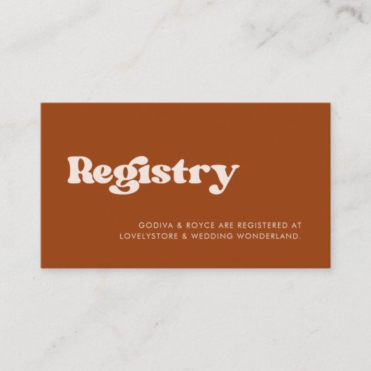 Stijlvolle retro verbrand oranje trouwkaart informatiekaartje (Voorkant)