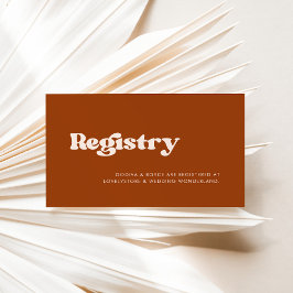 Stijlvolle retro verbrand oranje trouwkaart informatiekaartje