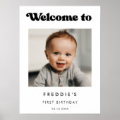 Stijlvolle retro Verjaardag welkom foto teken Poster (Voorkant)