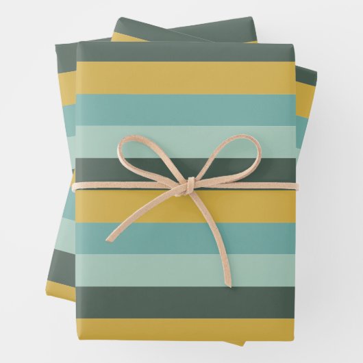 Stijlvolle Retro &  Vibe Horizontale Strepen Inpakpapier Vel (In situ)