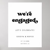 Stijlvolle retro We zijn verloofd Verlovingsfeest Poster (Voorkant)