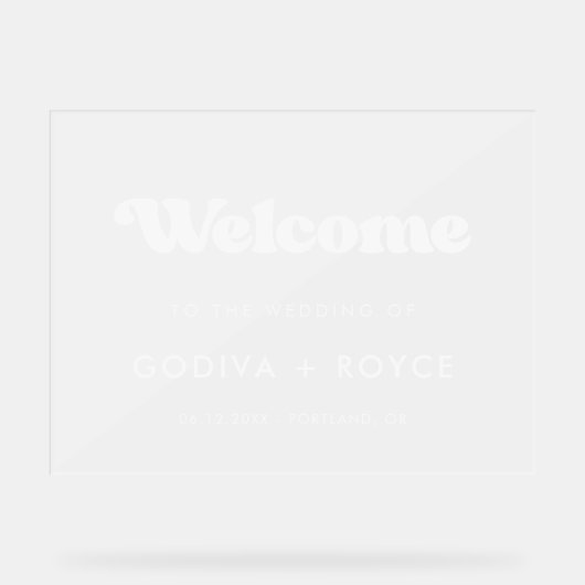 Stijlvolle retro Welkom op onze bruiloft Frosted Acryl Bord (Voorkant)