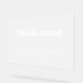 Stijlvolle retro Welkom op onze bruiloft Frosted Acryl Bord (Hoek)