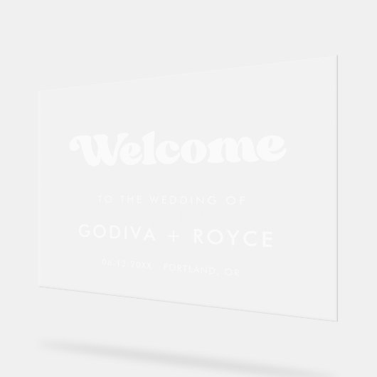 Stijlvolle retro Welkom op onze bruiloft Frosted Acryl Bord (Hoek)