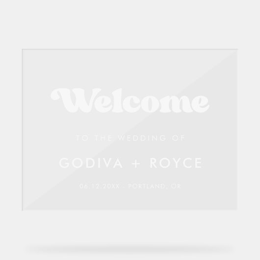 Stijlvolle retro Welkom op onze bruiloft Wissen Acryl Bord (Voorkant)