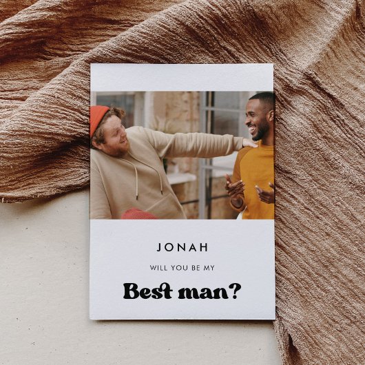 Stijlvolle retro Wil je mijn beste man fotokaart z Kaart