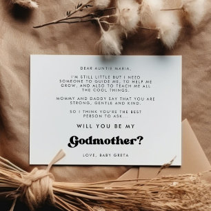 Stijlvolle retro Wil je mijn Godmother kaart zijn