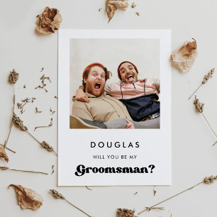 Stijlvolle retro Wil je mijn groomsman fotokaart z Kaart