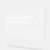 Stijlvolle retro wit Zo blij dat je hier Frosted b Acryl Bord (Hoek)