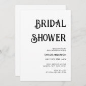 Stijlvolle retro witte & zwarte Bruidsshower Kaart (Voorkant / Achterkant)