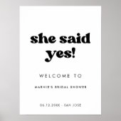 Stijlvolle retro Ze zei ja Vrijgezellenfeest Poster (Voorkant)